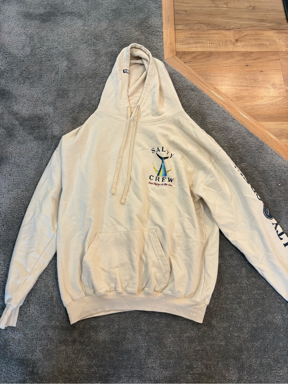 Salty Crew Beige Hoodie with Blue & Yellow Logo